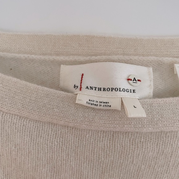 Anthropologie Merino Wool White Sweater in Large - Picture 3 of 3